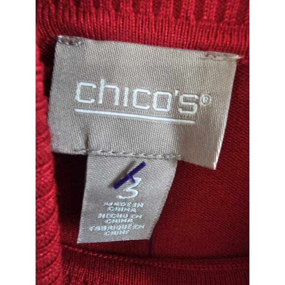 Chicos Ashlan Turtleneck Sweater Women Size 3/XL Y2K Razzie Red Knit Holiday New - Picture 4 of 9